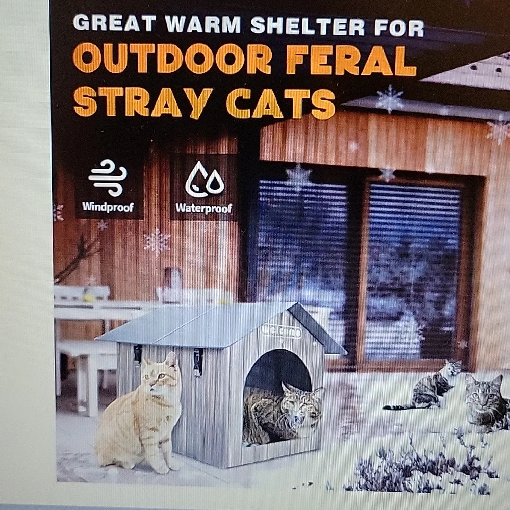 PETNF Pet heating house outdoor cat weatherproof insulate heat pad 20x13…New